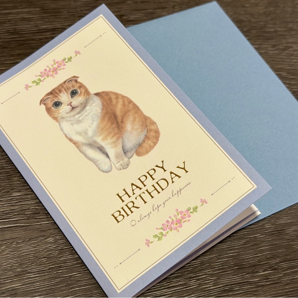 The Scottish Fold Kitten Birthday Card ❘ Celebrate Card ❘ Happy Birthday Card